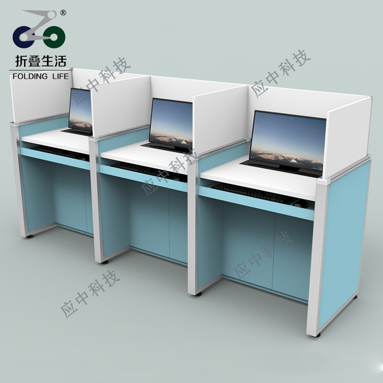 三人位屏風(fēng)液晶屏升降電腦桌